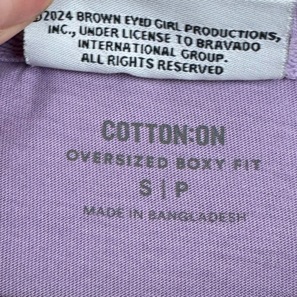 Olivia Rodrigo X Cotton On Oversized boxy t shirt purple sz S - Picture 6 of 6